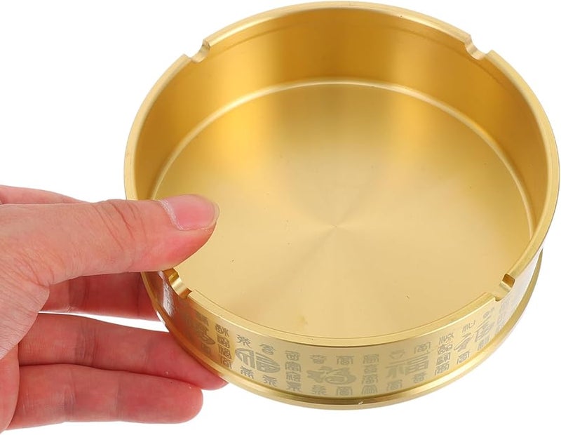 Vintage Brass Ashtray 12Cm Round Metal Holder For Home Office Indoor Outdoor - Image 3